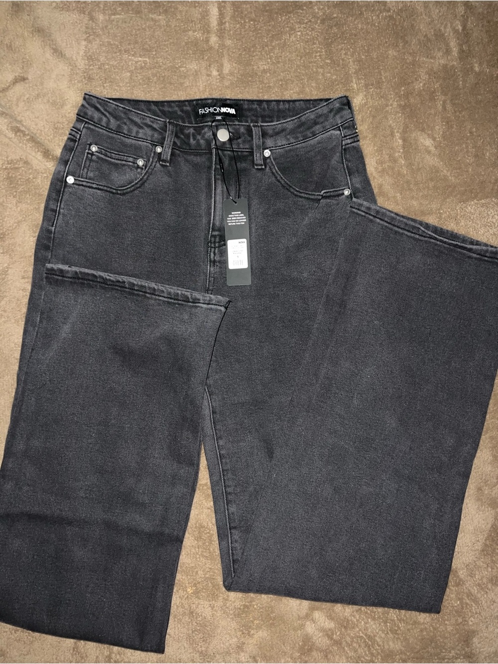 Fashion Nova Women's Washed Black High-Rise Jeans